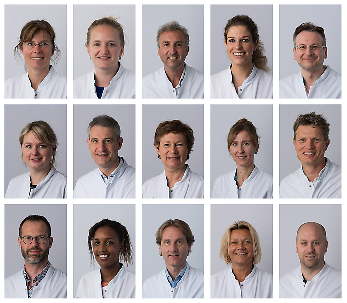 Collage van een aantal portretten voor website IJsselland Ziekenhuis 